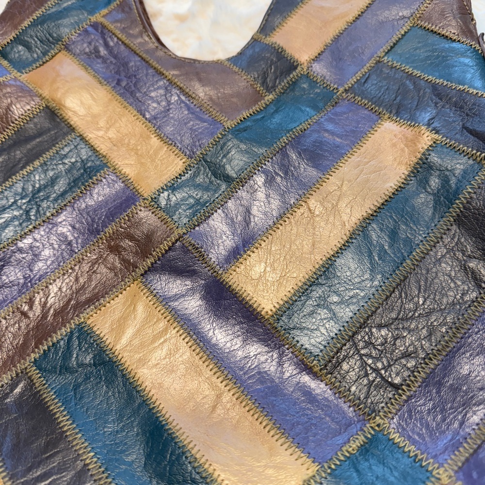 Multicolor Patchwork Leather Tote Bag - image 2